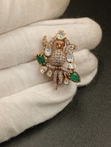 AMAIRA JEWELS SM-740 <b>Gold</b> Plated Bird Design Silver Brooch Pin Topaz Unisex Engagement Wedding Gift Jewelry for <b>Clothes</b> - Product Image 2