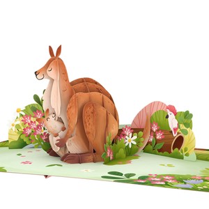 Carte de vœux 3D pop-up sur le thème des animaux, collection spéciale kangourou, carte pop-up faite à la main, carte de vœux origami 3D 2026 - Product Image 2