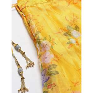 Belle Jaune-Orange Designer Digital Imprimé Lehenga Choli - Product Image 4