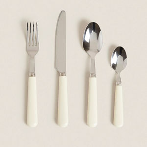 Ensemble de couverts en argent avec manche noir, acier inoxydable de qualité supérieure, accessoires élégants pour la cuisine et la table à manger, essentiels - Product Image 4