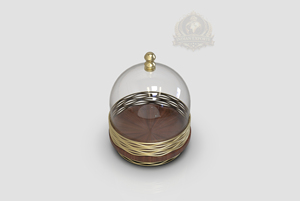 Dôme à gâteau de luxe en métal et bois, écologique, support de présentation de gâteau personnalisé, couvercle doré, pour boulangerie, utilisation en fête, fait main, alimentaire, pour la maison - Product Image 6