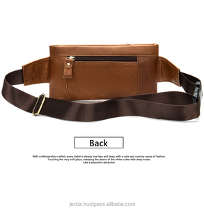 Genuine Leather Unisex Vintage Waist Packs Fanny Pack Belt Phone Bags Travel Small Waist Bags Adjustable Strap Zipper Closure - Product Image 3