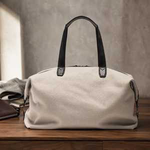 Custom High Capacity Genuine <b>Leather</b> Canvas Travel <b>Bag</b> Waterproof Vintage Weekender <b>Overnight</b> Duffel <b>Bag</b> LCTB-0182 - Product Image 5