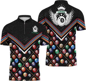 Uniforme Personalizado de Billar con Media Cremallera y Diseño de Bola 8 para Equipos - Product Image 6
