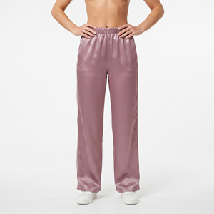 Pantalones de dormir de satén de pierna ancha para mujer, cintura elástica, ajuste holgado, pantalón de seda para dormir, pantalones de satén de noche con cintura elástica para mujer - Product Image 1