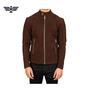 Men's Brown Genuine Leather Bomber Jacket Turn-down Collar Zipper Closure Slim Fit Winter Wear Faux <b>Fur</b> Lining Vintage Style - Product Image 6