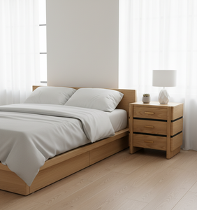 Nightstand 3 Drawer Solid Mango Bed <b>Frame</b> for Bedroom Indoor Wholesale Export Quality Home Furniture OEM ODM Wood Furniture - Product Image 3