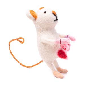 Handmade Wool Felt <b>Mouse</b> Figurine with "MUM" Banner | Eco-Friendly Needle Felted Animal Craft | Custom Mother's Day Gift & Home - Product Image 2