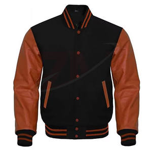 Chaqueta Oversize Negra para Hombre con Cuello en V, Parche Bordado, Servicios ODM y OEM, Estampado de Letras con Tachuelas - Product Image 1