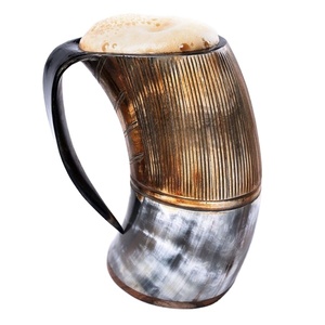 Taza de cuerno para beber Viking Ale de 250-500 ML personalizada, Medieval jarra de cerveza, taza de hidromiel, mango de estilo náutico Animal pulido - Product Image 1