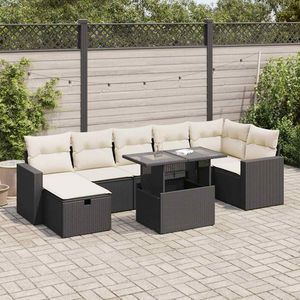 Conjunto de Sofás de Jardín en Negro y Blanco Crema - Product Image 1