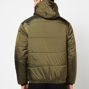 Men's Olive Green Hooded Puffer Jacket Windproof Thick Polyester Wadding Casual Winter <b>Coat</b> <b>Zipper</b> Closure Regular Fit - Product Image 5
