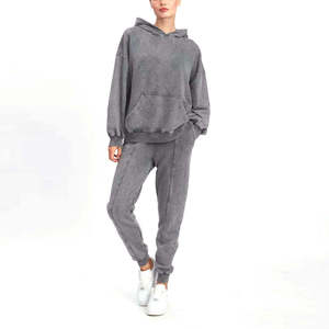 Hoodies et sweat-shirts personnalisés de haute qualité pour femmes, avec poches, épaules tombantes, pour la vente en gros, effet délavé à l'acide - Product Image 3