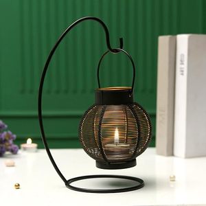 Portavelas de Hierro con Marco Metálico y Diseño Estilo Bambú para Decoración del Hogar - Product Image 1