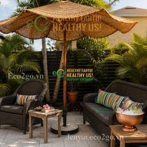 Parasol de plage artisanal en fibre de coco naturelle, écologique, pour jardin - Product Image 5