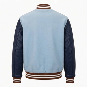 Veste universitaire personnalisée pour homme, manches en cuir bleu, corps en laine, veste bomber Letterman, boutons pression, vêtements de sport décontractés, vêtements d'extérieur - Product Image 2