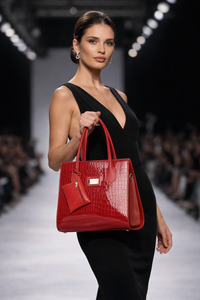 WRIZA Sac fourre-tout décontracté en cuir véritable pour femme |   Sac à main vert émeraude texturé croco résistant à l'eau |   Structure multi-compartiments - Product Image 3