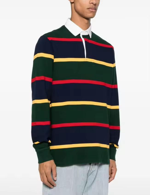 2026 Top Quality Embroidery Logo 4Xl 5Xl Blank Oversized Men's Rugby Shirt Long Sleeve Striped Polo Streetwear Rugby Sweatshirts