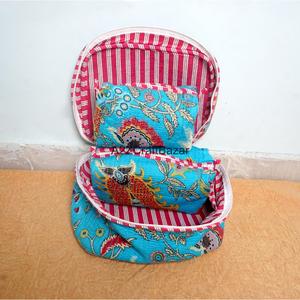 Juego de Bolsas de Maquillaje Life Cotton, Acolchadas, Casuales, con Estampado de Pantalla, de 3 Piezas, con Cierre, Diseño de Latido de Corazón, Color Amarillo, para Mujer - Product Image 4