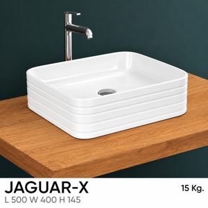 Lavabo de Sobremesa de Piedra Artificial Contemporáneo JAGUAR-X con Acabado Cromado, Capacidad de 12L para Baño - Product Image 3