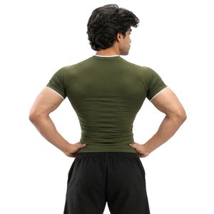 Men's Olive <b>Green</b> Slim Fit Crew Neck Short Sleeve T Shirt Plain Fitted Casual Basic Tee - Product Image 6