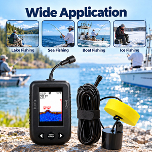 เครื่องหาปลาสีสันสดใสขนาด 2.8 นิ้ว โซนาร์ 200kHz 45 °   โซนาร์ตกปลาน้ำแข็งแบบมีระบบแจ้งเตือนการกัดปลาและแสดงอุณหภูมิ  ความลึก 0.6-100 เมตร - Product Image 3