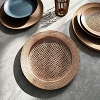 Assiettes de service en bambou de haute qualité, faites à la main, peintes à la main, style zen asiatique, non toxiques, écologiques pour les mariages, quantité minimale de commande >10