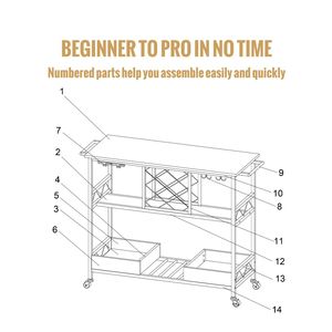 Industrial 3-Tier <b>Bar</b> Cart with Lockable Wheels 300 LBS Serving & Beverage Station Home Use Mobile Alcohol <b>Drink</b> Wine Rack Cart - Product Image 6