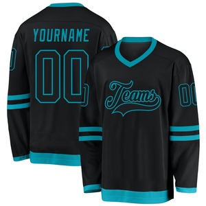 Maillot de Hockey Personnalisé Noir et Teal, Sublimation Respirante, Uniforme d'Équipe Cousu, Tenue de Sport pour Hommes, Jeunes et Adultes, Nouveau Haut de Jeu - Product Image 1