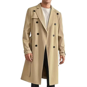 <b>Mens</b> Leather Long Coat Soft Warm Trench Overcoat Full Length Winter Outerwear Classic Button Jacket Casual Business - Product Image 5