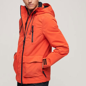 Veste de randonnée à capuche orange pour homme avec fermeture éclair, rembourrage en coton, coque en polyester/nylon, coupe régulière, veste de randonnée d'hiver - Product Image 2
