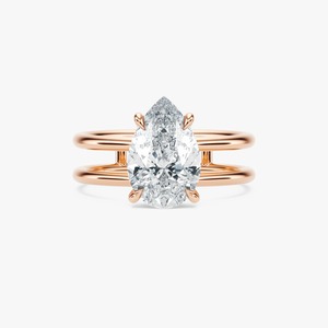 Anillo de Compromiso Solitario de Oro de 14K con Diamante Cultivado en Laboratorio en Forma de Pera, 2.50 CTW, Banda Doble Abierta, Joyería Fina para Novia - Product Image 5