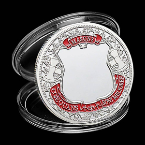 Pièce de défi personnalisée de l'Ordre Fraternel des Francs-Maçons, plaquée or, découpée, rouge et noire, avec compas circulaire, souvenir de loge maçonnique, cadeau - Product Image 3