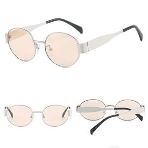Lunettes de soleil ovales à monture intégrale tendance DL 2024 |   Petites lunettes de mode à monture métallique rose avec verres PC pour hommes et femmes |   Logo personnalisé - Product Image 5
