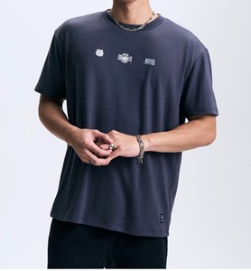 Camiseta de Verano 2026 para Hombre, Cuello Mao Lavado, Sarga, Ajuste Holgado, Estilo Casual Transfronterizo, Manga Corta, Color Liso, 120g - Product Image 5