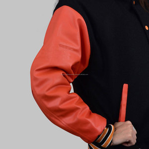 Corps 100% laine personnalisé de haute qualité et manches en cuir de vachette véritable avec capuche veste Letterman Varsity pour hommes et femmes - Product Image 2