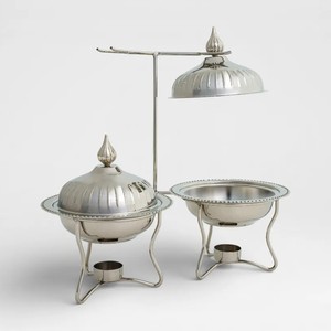 Ensemble de chauffe-plats de luxe en acier inoxydable trois-en-deux avec support pour la restauration hôtelière et l'utilisation sur table à manger - Product Image 2