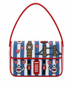 Sac à bandoulière de luxe fait main perlé pour femme, thème voyage urbain Londres Patinage sur glace, mode, OEM ODM, vente en gros, capacité 1L, utilisation plage - Product Image 1