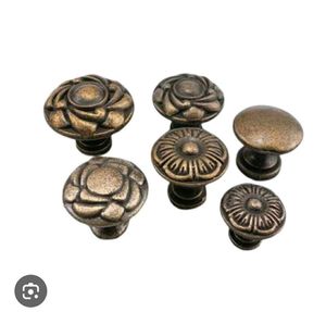 <b>Antique</b> <b>Brass</b> Metal Cabinet <b>Knobs</b> Round Flower Pattern Traditional Design Home Decor High Quality Fast Delivery 1PC - Product Image 3