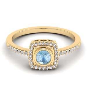 Bague de fiançailles REYES en argent sterling 925 avec moissanite certifiée GRA, pierre de naissance, taille ronde, 0,25 carat, pierre précieuse aigue-marine - Product Image 6