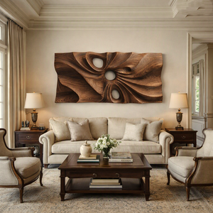 Décoration murale en bois sculptée à la main, style rustique, pour chambre, salon, entrée, ambiance rustique, décoration murale solide, décoration intérieure - Product Image 4