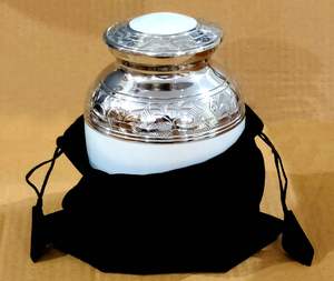 Premium <b>Memorial</b> Urn Marbled Metal Round Ashes Jar for Home and Funeral Use - Product Image 5