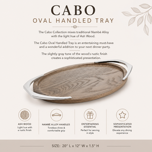 Plateau de service ovale en bois de frêne de luxe avec poignées en métal |   Plateau décoratif en bois de qualité supérieure pour la maison, l'hôtel, le restaurant et les réceptions - Product Image 5