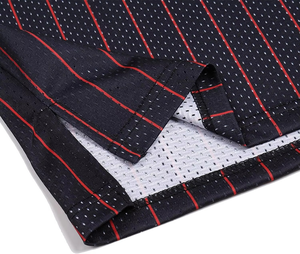 Men Black Red Pinstripe Basketball Jersey Sleeveless Mesh Uniform Sublimated Sports Tank Quick Dry Breathable OEM Teamwear - Product Image 5