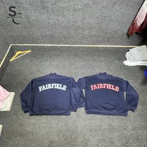 Sweat-shirt unisexe personnalisé à col montant, motif gingham, logo brodé et tissu molletonné en coton épais avec service OEM - Product Image 3