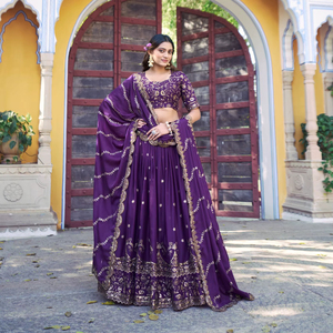 Beautiful Latest Designer Premium Soft Silk Embellished Lehenga Choli Collection Casual Reversible ODM Wedding Wear - Product Image 1