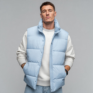 Chaleco acolchado con cremallera y botones para hombre, cuello alto, sin mangas, para invierno, estilo urbano, cálido y acolchado - Product Image 1