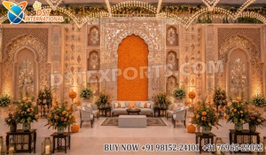 Arche de mariage en bois blanc de luxe avec décor floral rouge et ensemble de chaises, arches en mosaïque miroir époustouflantes pour un toile de fond de rêve parfait - Product Image 3