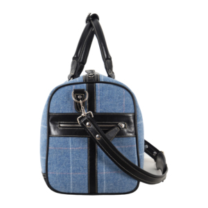 Sac de voyage week-end en laine tweed de luxe et cuir véritable, style vintage à carreaux, sac de sport et de gym pour homme et femme - Product Image 4