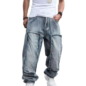 Pantalones Vaqueros de Mezclilla Rectos de Corte Regular, Transpirables, de Secado Rápido, Talla Grande, para Hombre, Estilo Hip Hop, Ropa Urbana Informal - Product Image 2